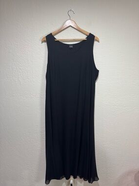Eileen Fisher Black 100% Silk Minimalist Sleeveless Dress - Size  Large/XL